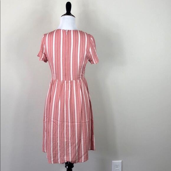 Short Sleeve Dress Striped V-Neck Tunic - Picture 5 of 7